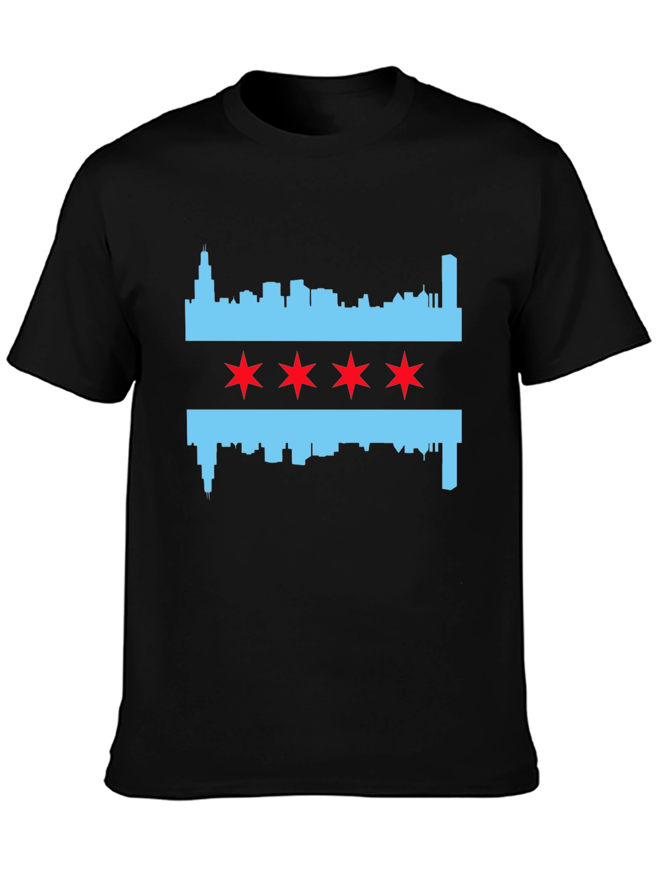 Chicago Flag T-Shirt - City Skyline and Stars