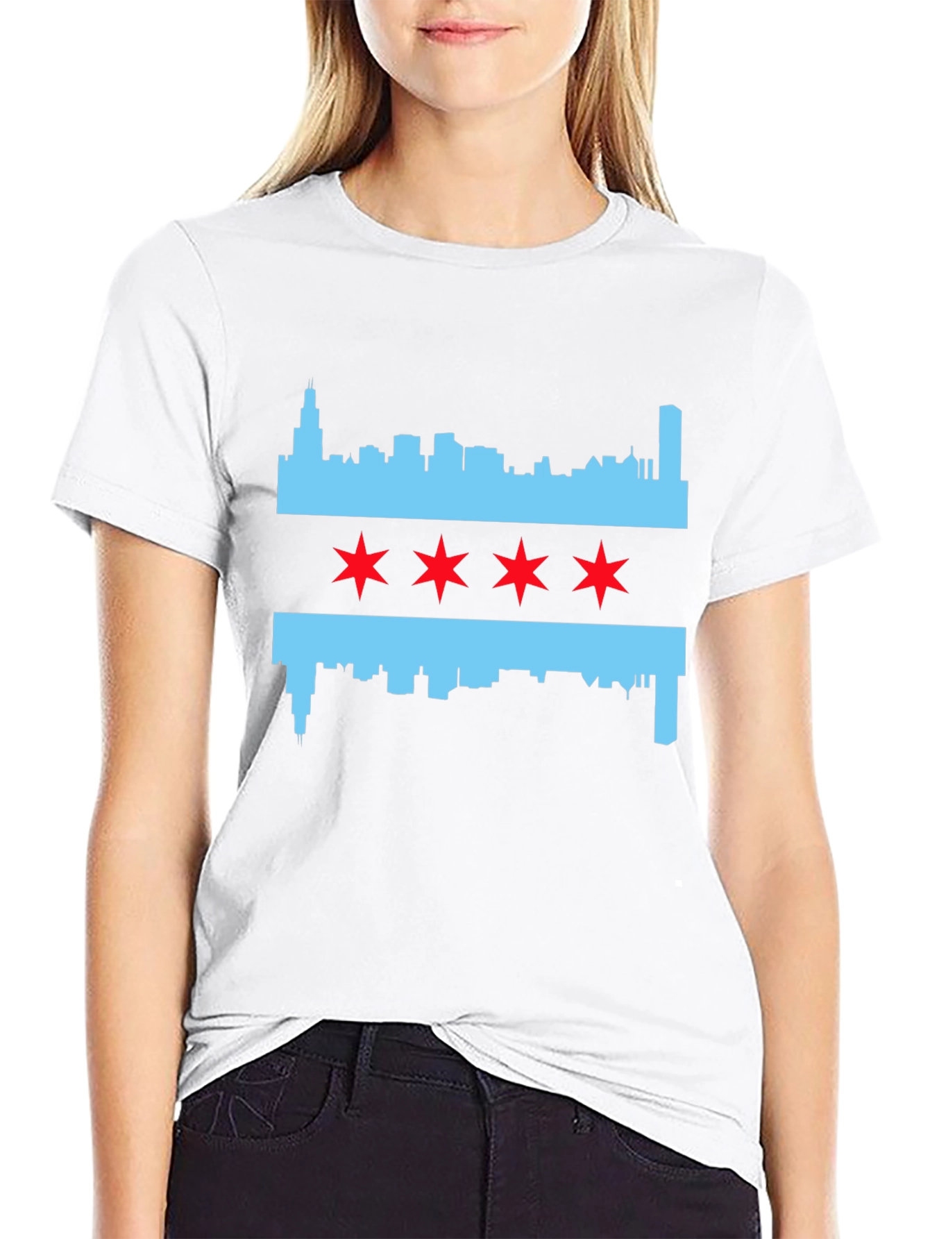 Chicago Flag T-Shirt - City Skyline and Stars