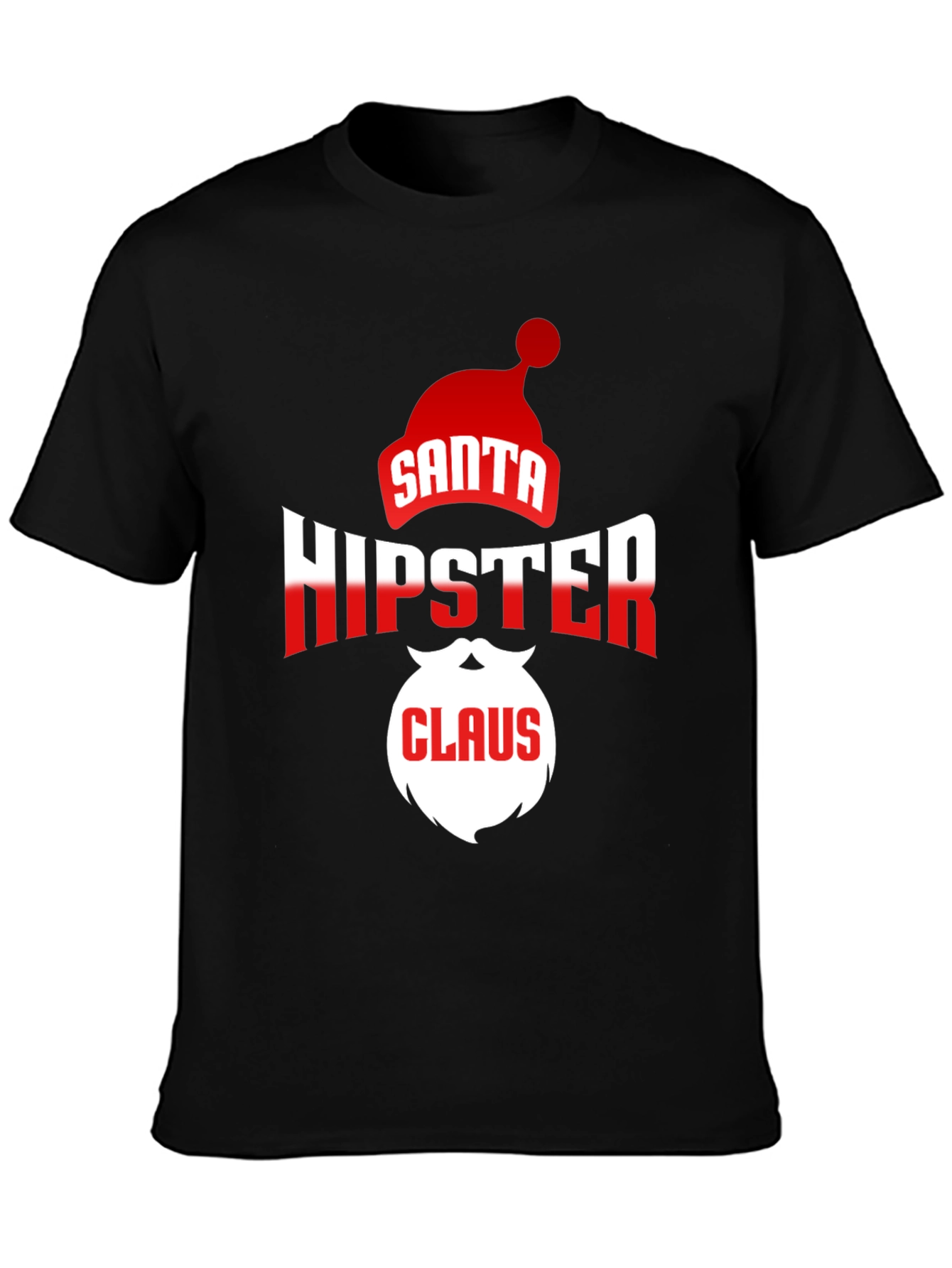 Hipster Santa Claus Black T-Shirt