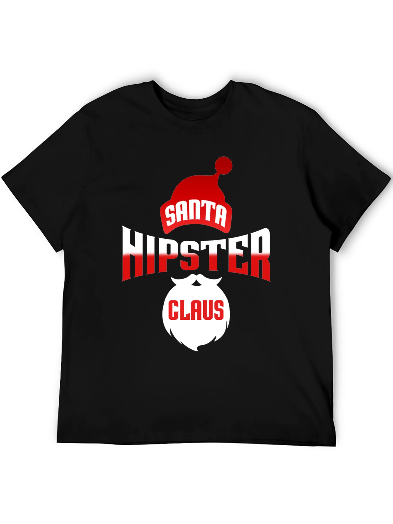 Hipster Santa Claus Black T-Shirt