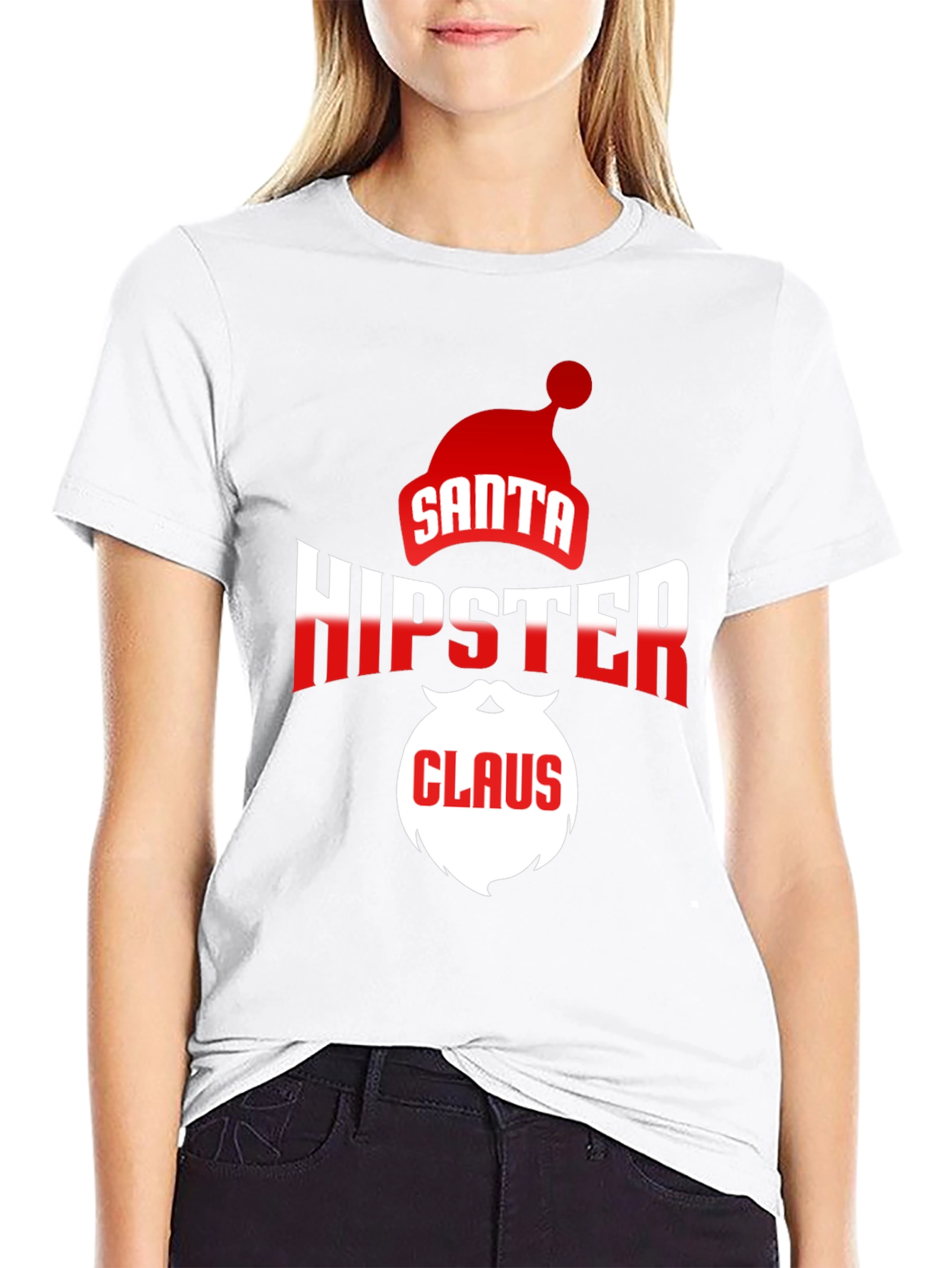 Hipster Santa Claus Black T-Shirt