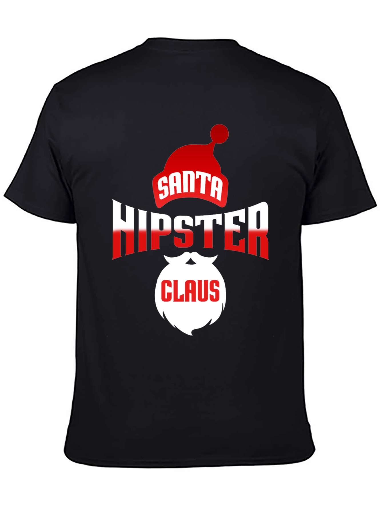 Hipster Santa Claus Black T-Shirt