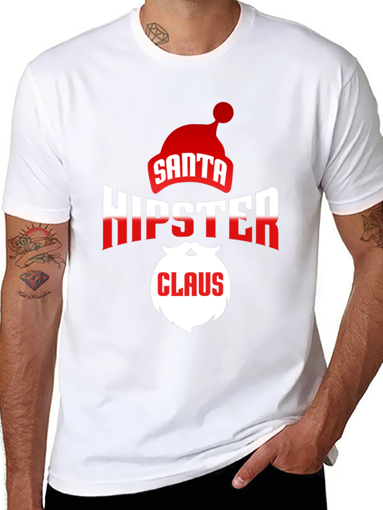 Hipster Santa Claus Black T-Shirt