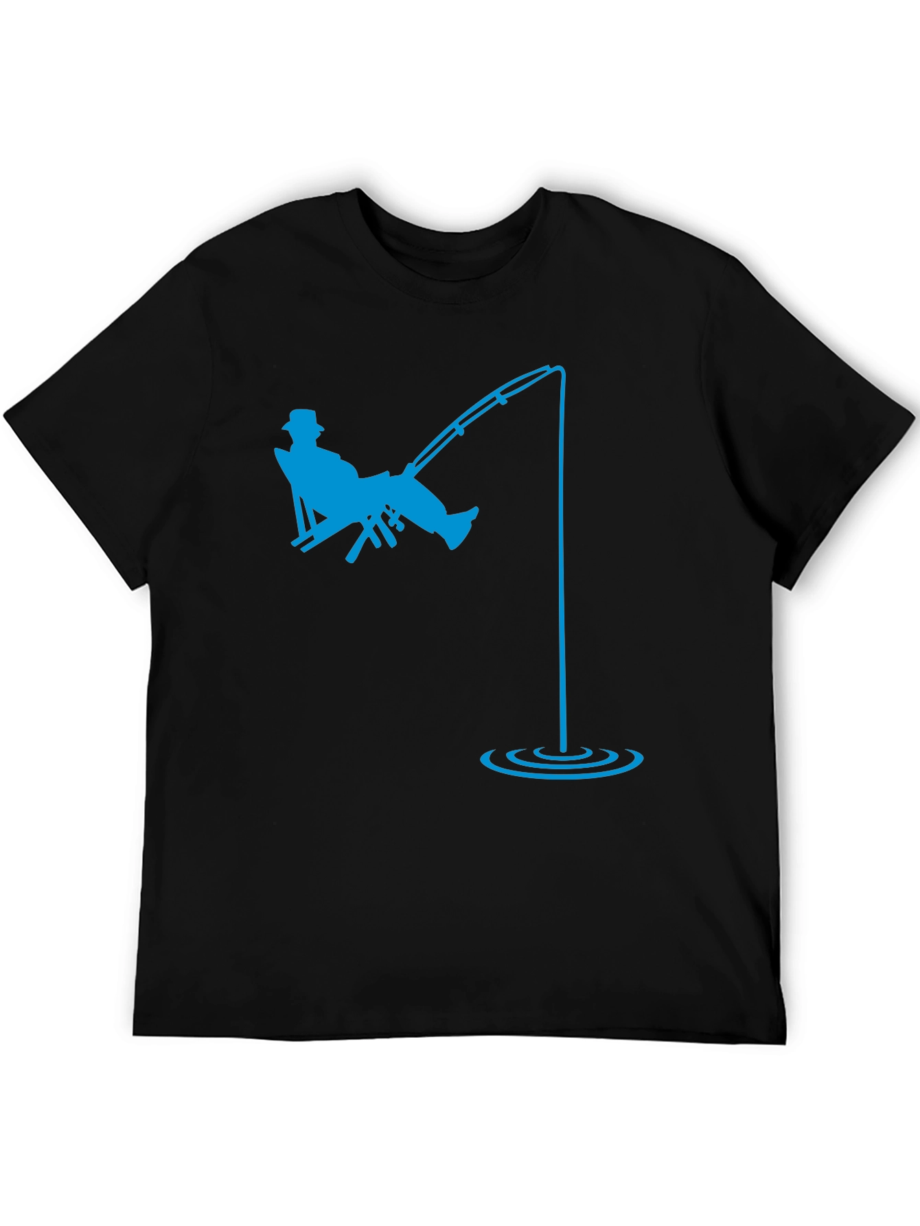 Fishing Time Black Tee - Relaxed Fisherman Graphic