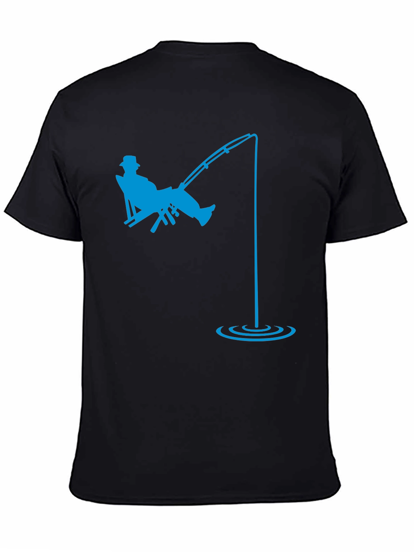 Fishing Time Black Tee - Relaxed Fisherman Graphic