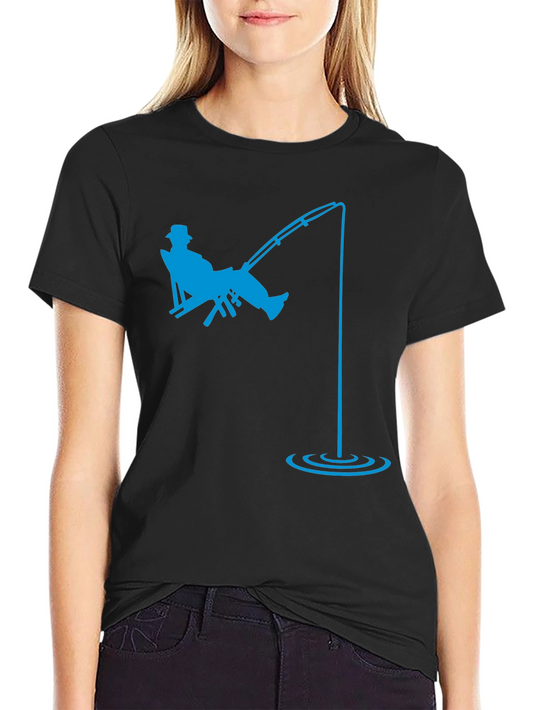 Fishing Time Black Tee - Relaxed Fisherman Graphic