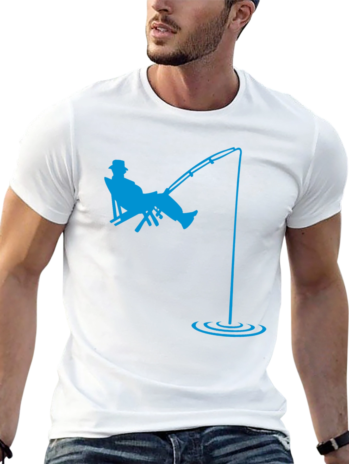 Fishing Time Black Tee - Relaxed Fisherman Graphic