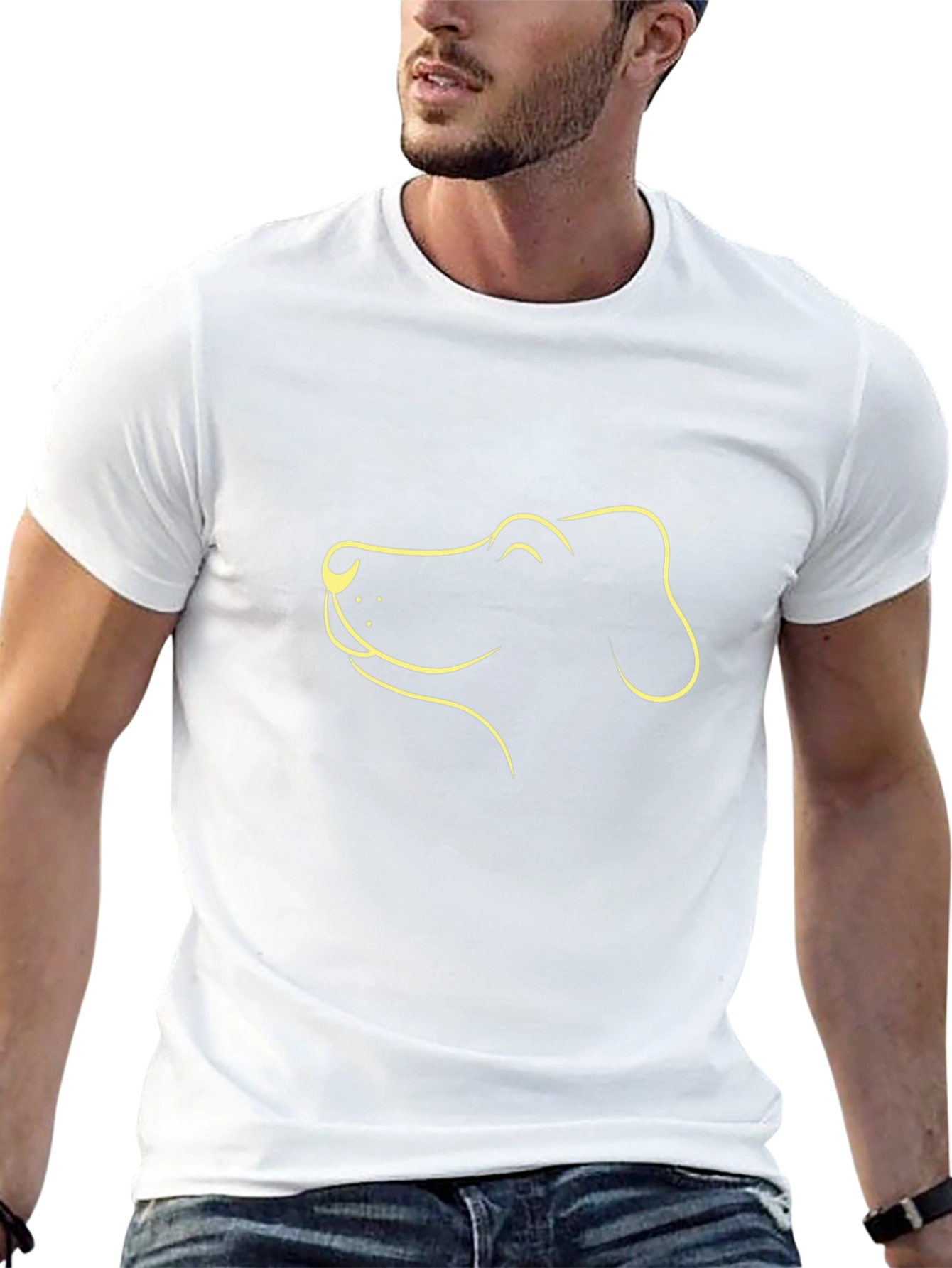 Dog Outline Graphic Tee - Black Cotton Comfort