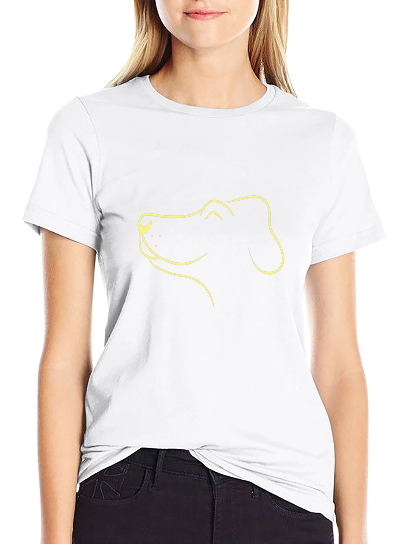 Dog Outline Graphic Tee - Black Cotton Comfort