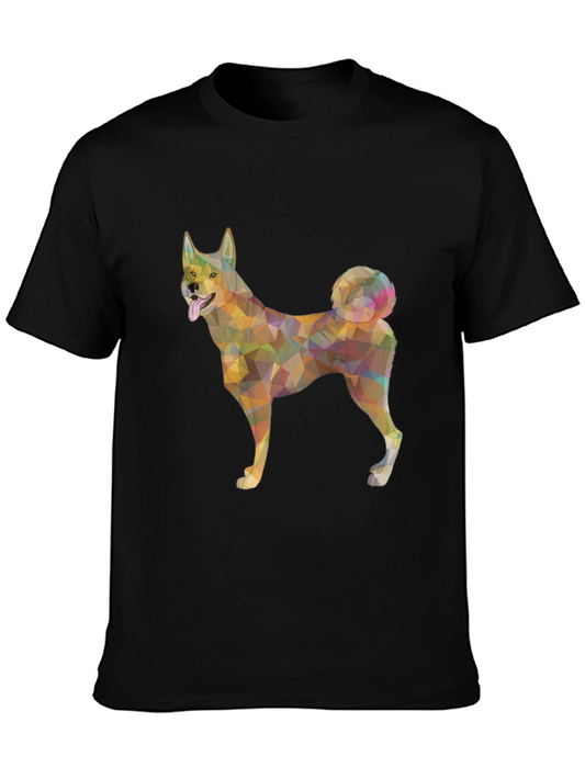 Geometric Dog Graphic Tee - Modern Style