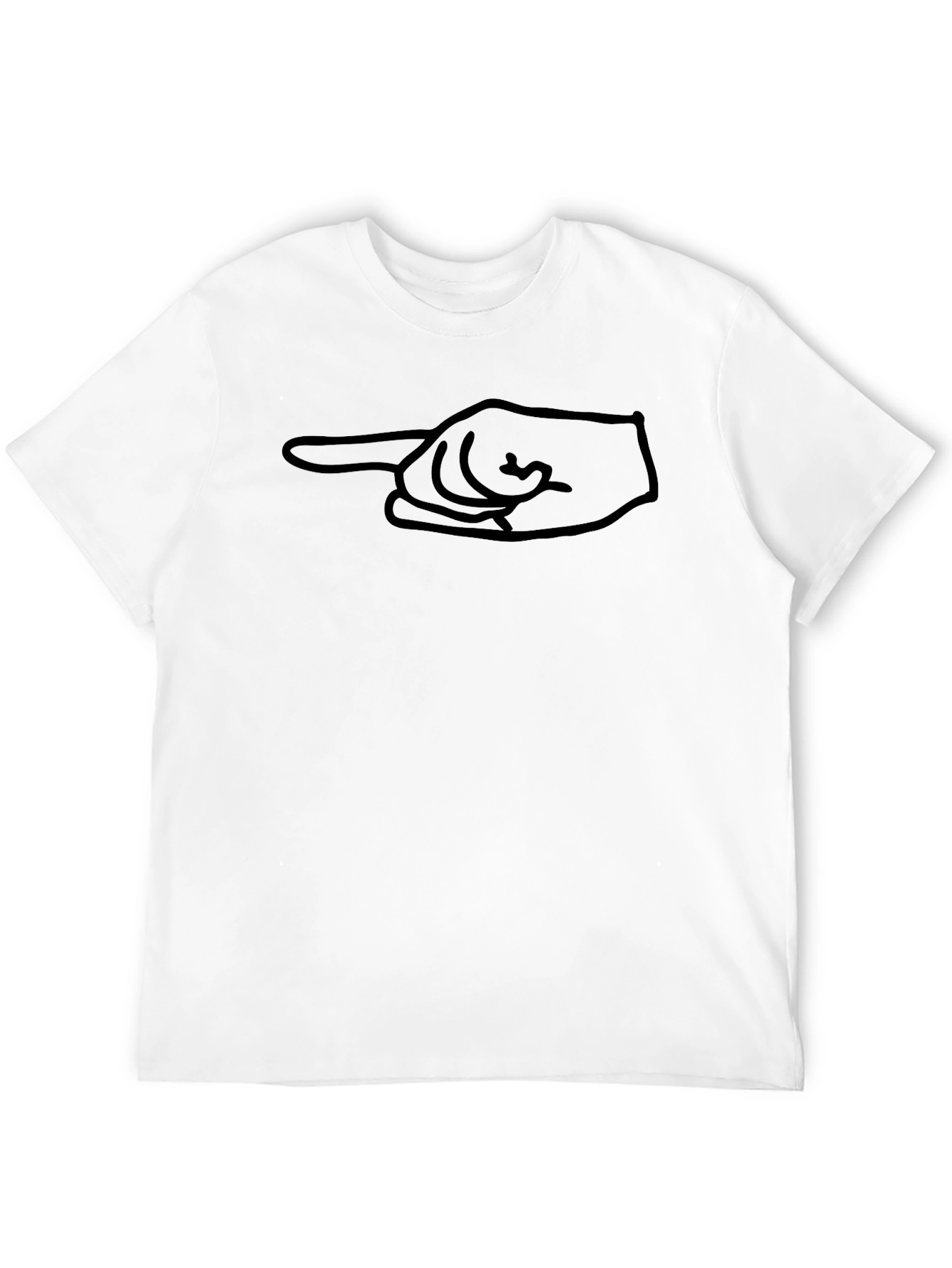 Pointing Hand Graphic Tee - Black Cotton Casual Shirt