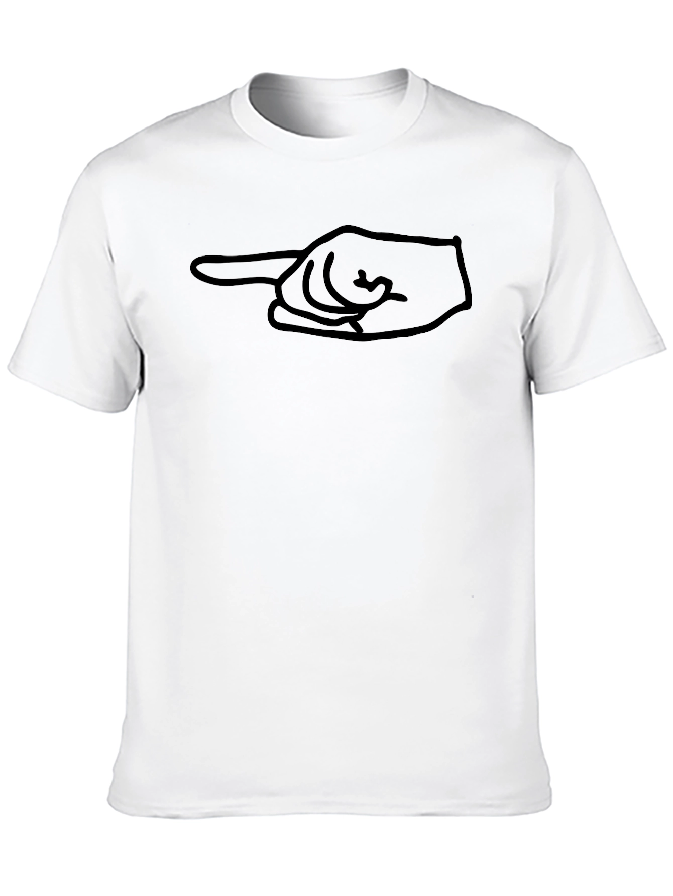Pointing Hand Graphic Tee - Black Cotton Casual Shirt