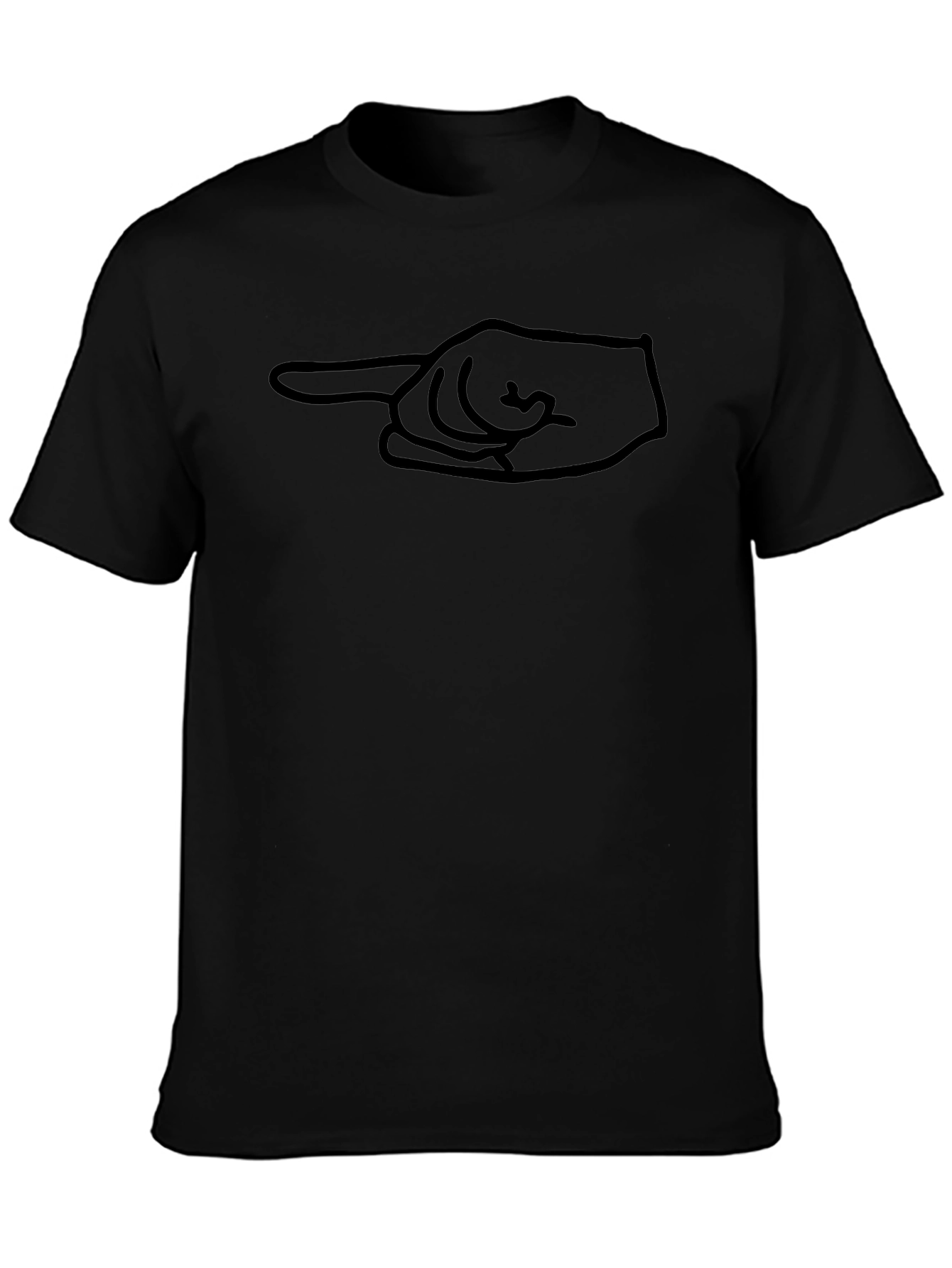 Pointing Hand Graphic Tee - Black Cotton Casual Shirt