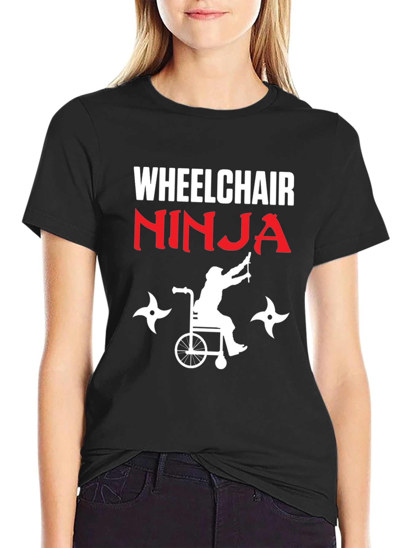 Wheelchair Ninja Graphic Tee - Black T-Shirt