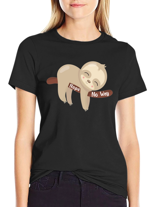 Nope No Way Sloth T-Shirt - Black Crew Neck Tee