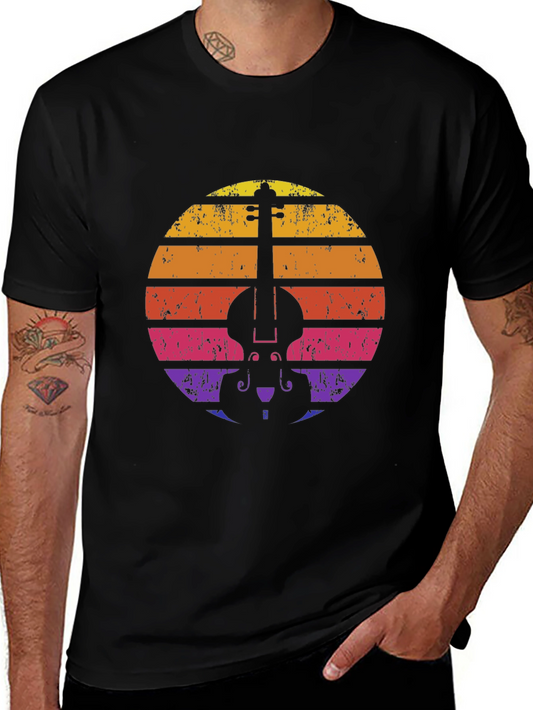 Retro Violin Sunset T-Shirt - Music Lover Tee