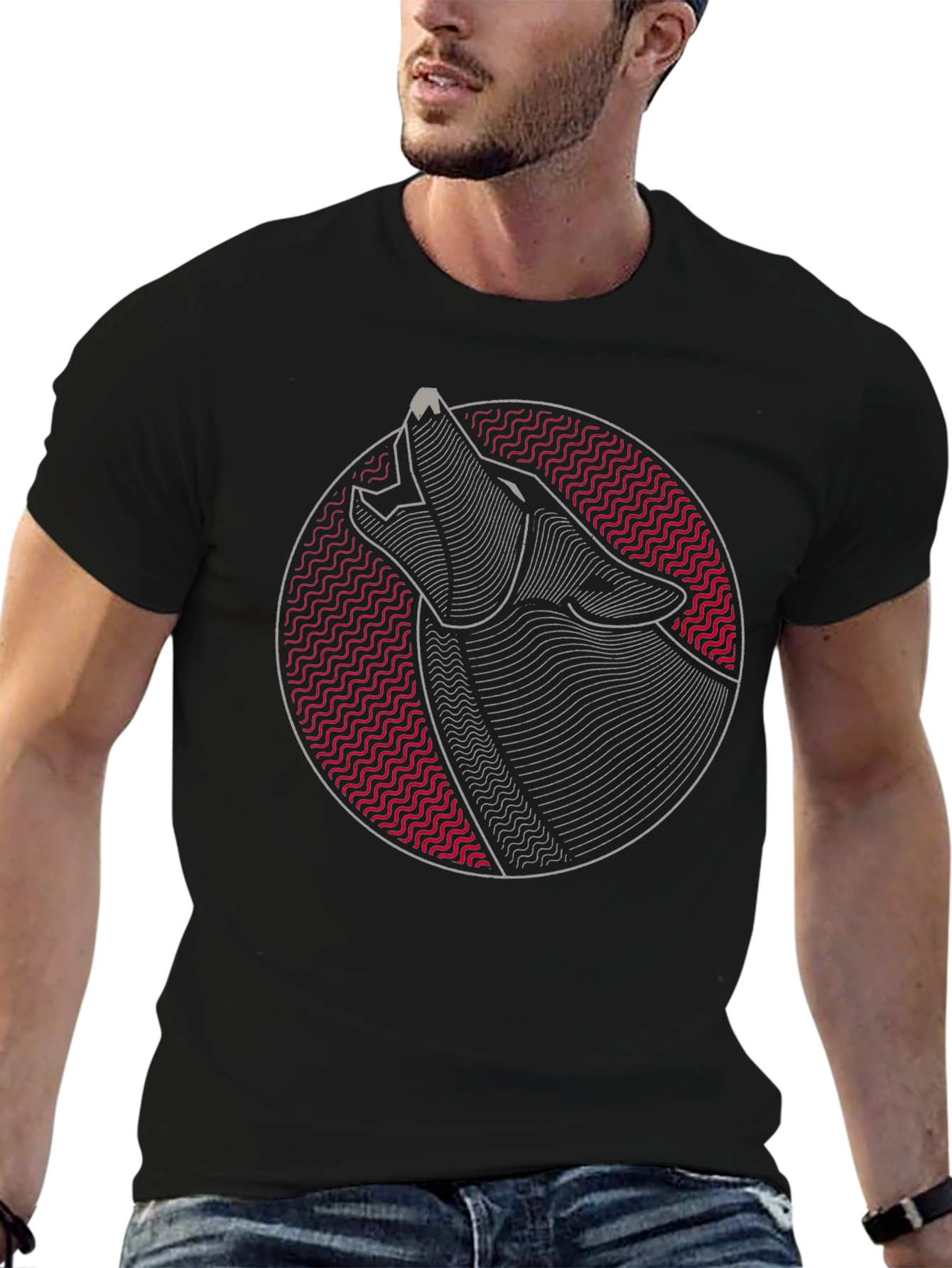 Wolf Graphic Tee - Modern Geometric Design