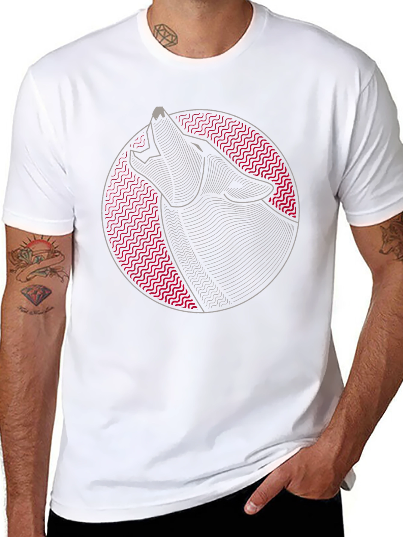 Wolf Graphic Tee - Modern Geometric Design