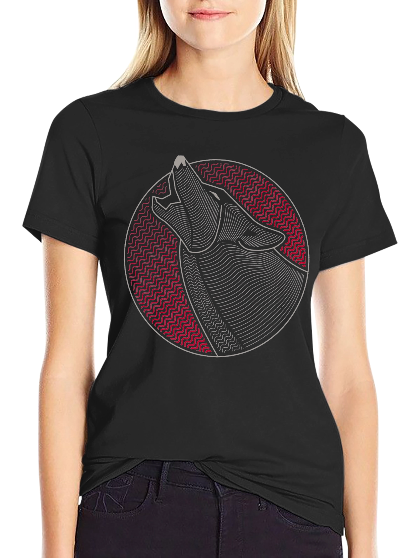Wolf Graphic Tee - Modern Geometric Design