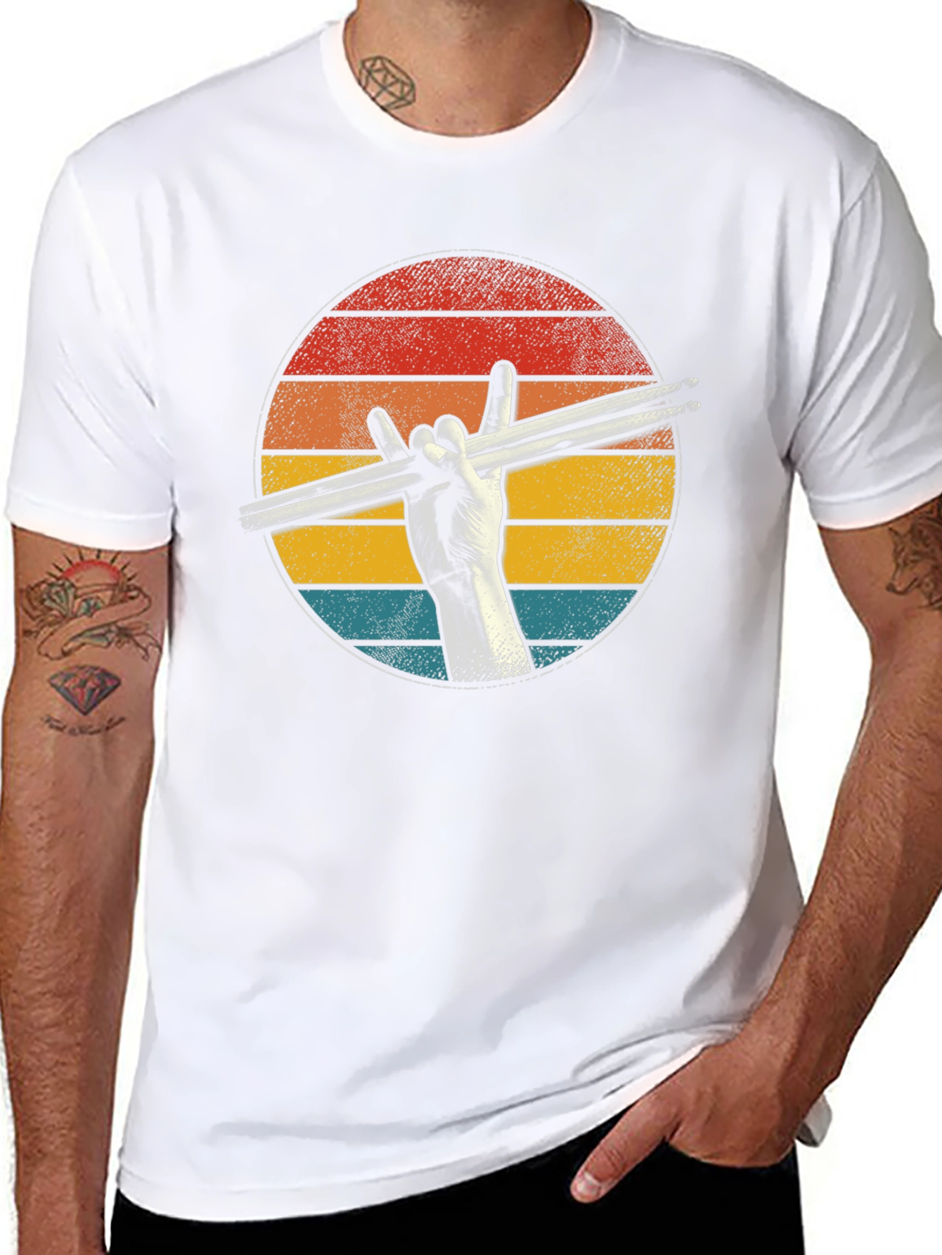 Retro Drummer Graphic Tee - Rock On