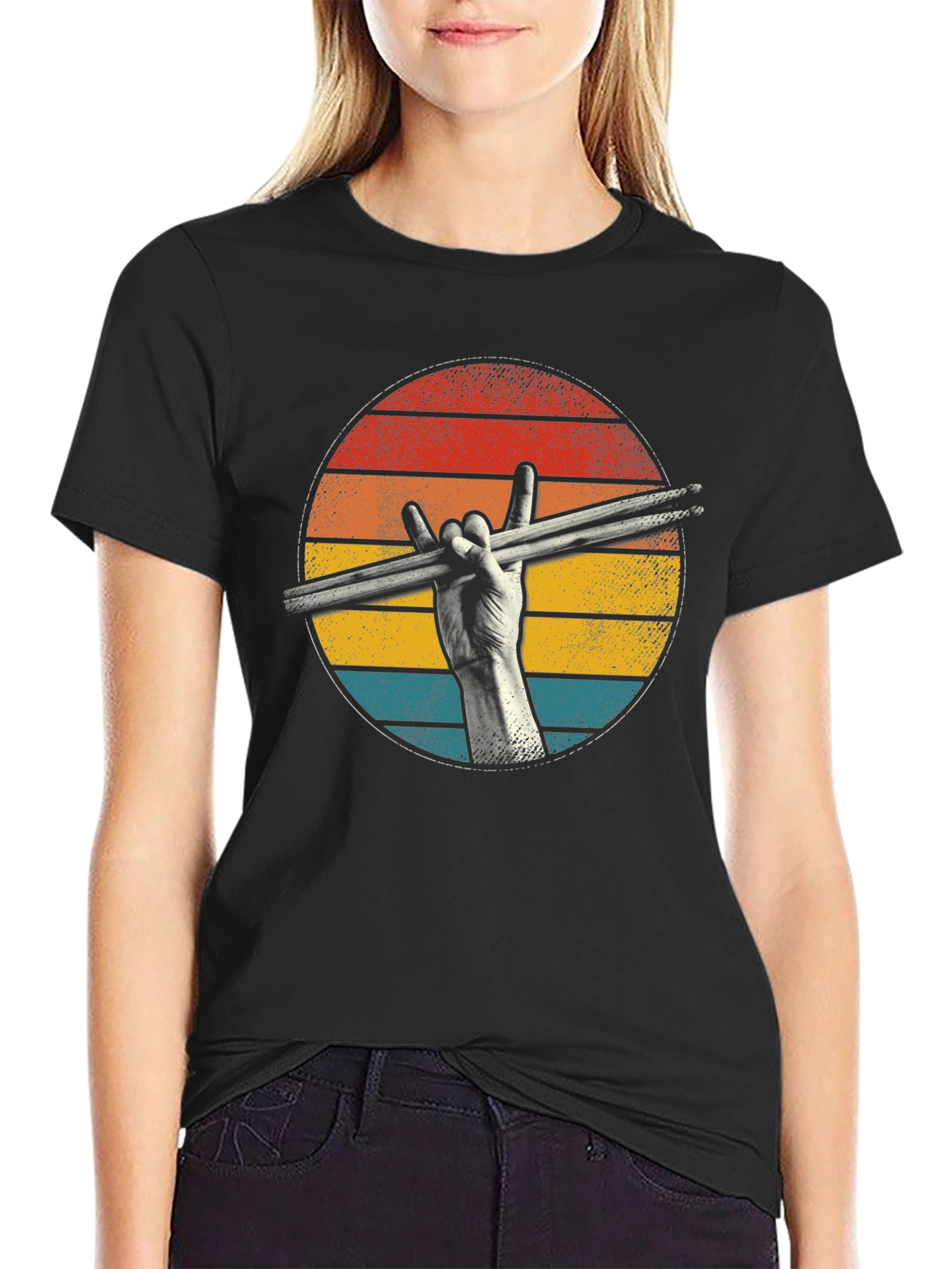 Retro Drummer Graphic Tee - Rock On