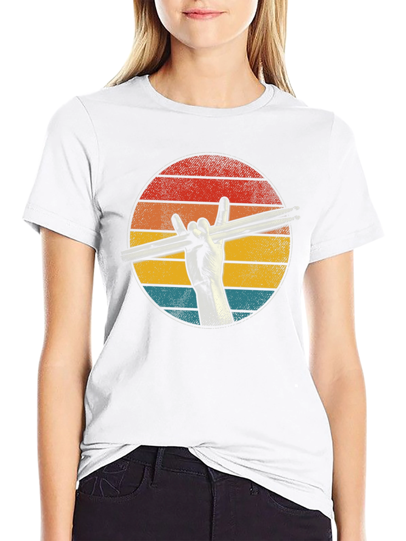 Retro Drummer Graphic Tee - Rock On