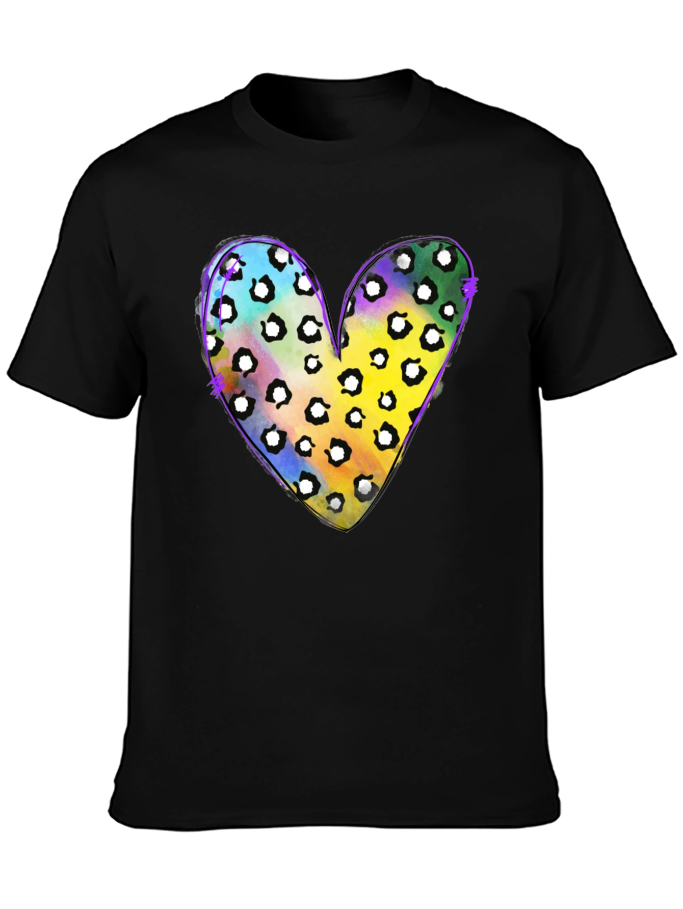 Leopard Heart Graphic Tee - Mardi Gras Style