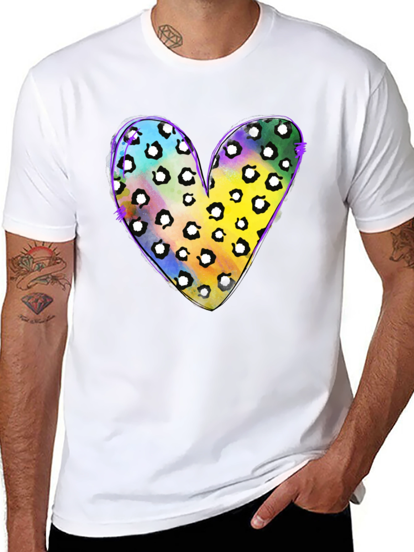 Leopard Heart Graphic Tee - Mardi Gras Style