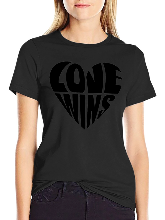 Love Wins Graphic Tee - Black Heart Design