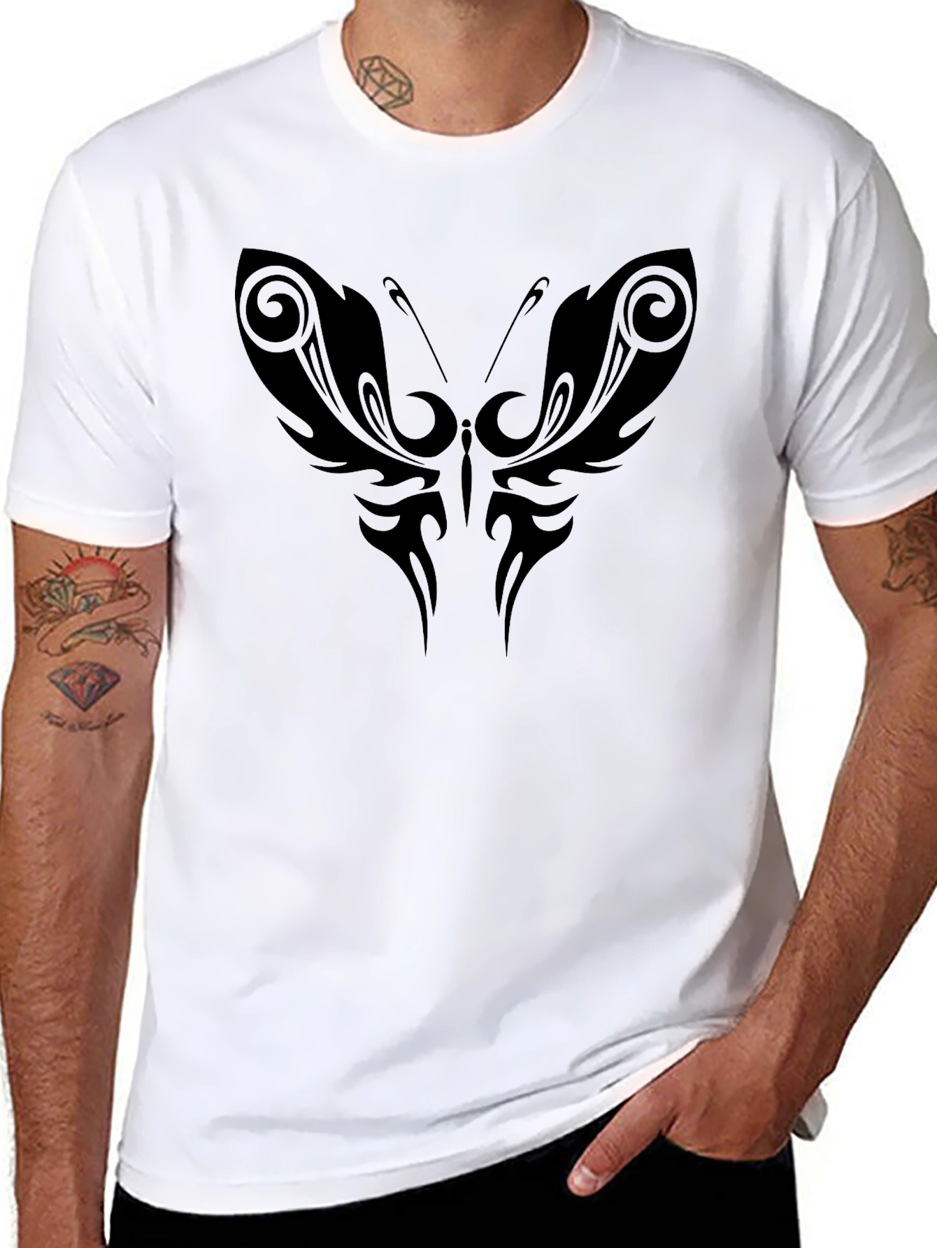 Butterfly Tattoo Graphic Black T-Shirt