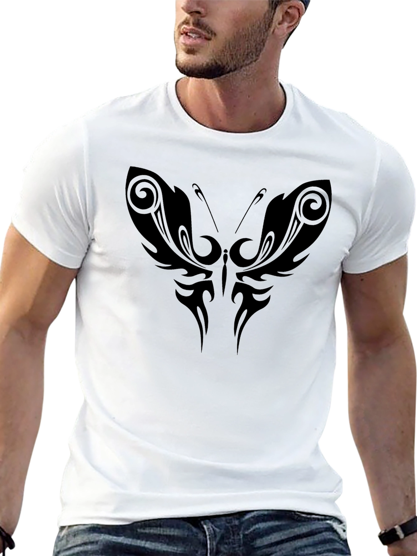 Butterfly Tattoo Graphic Black T-Shirt