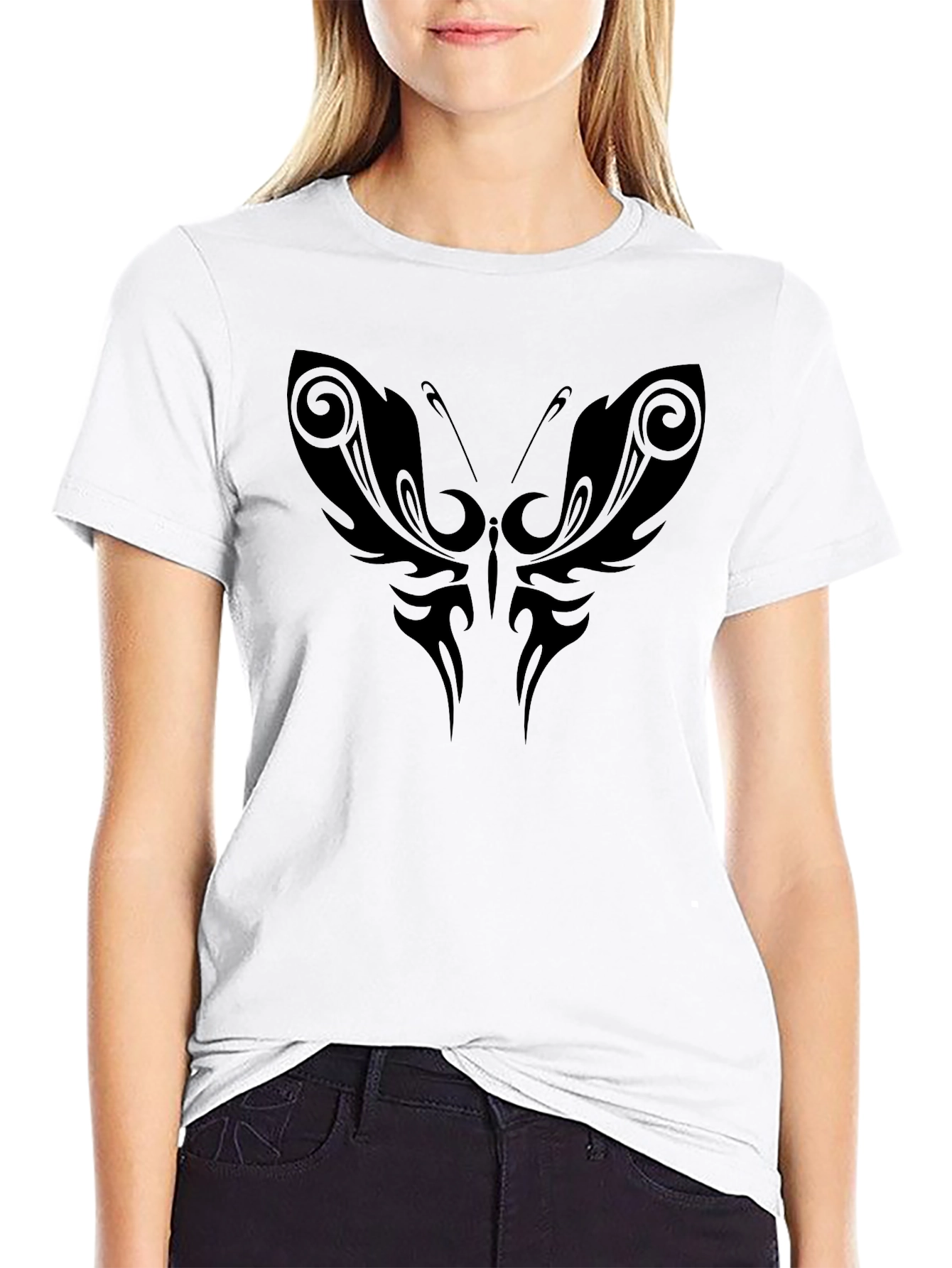 Butterfly Tattoo Graphic Black T-Shirt