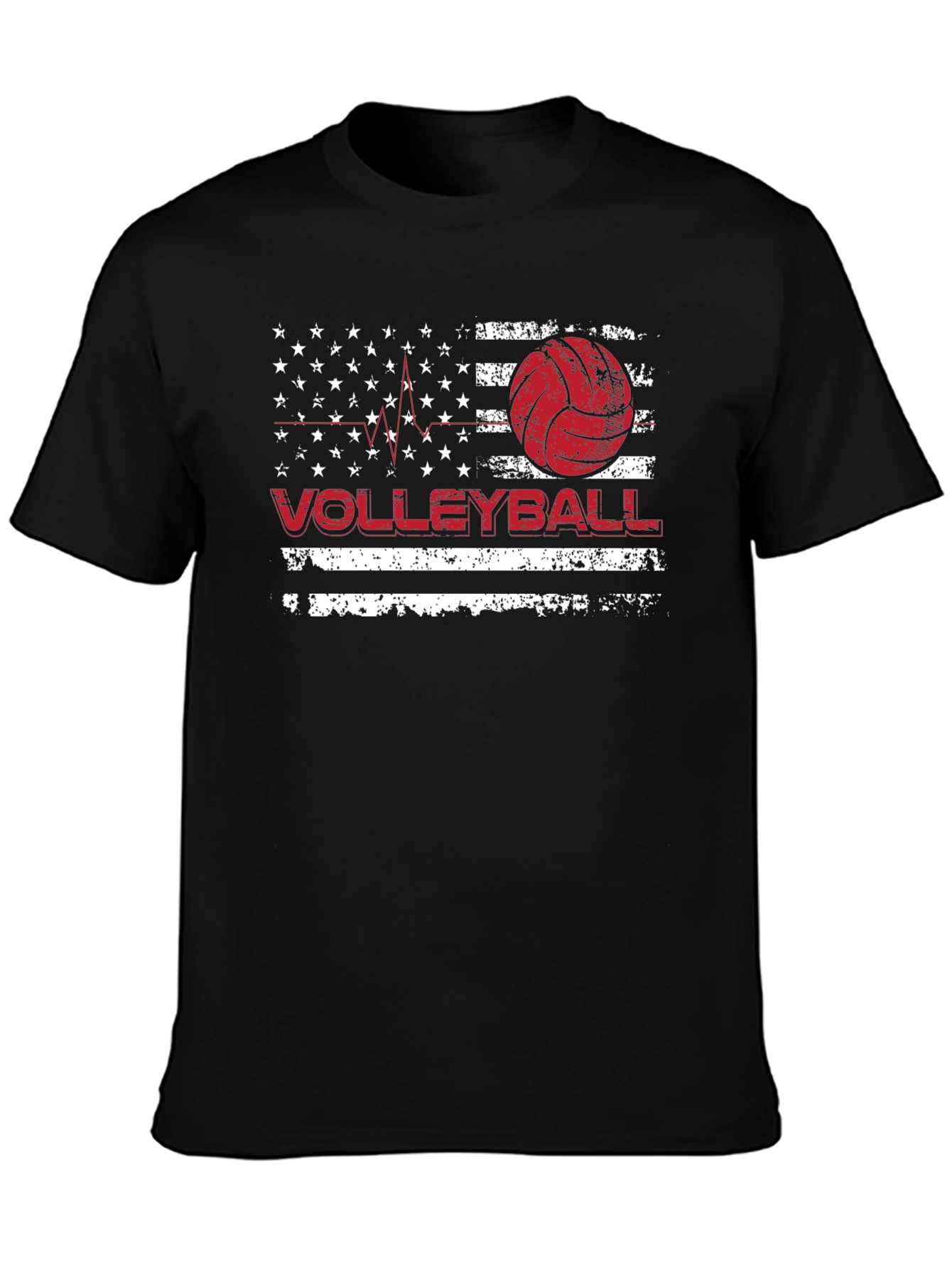 Volleyball American Flag Graphic T-Shirt