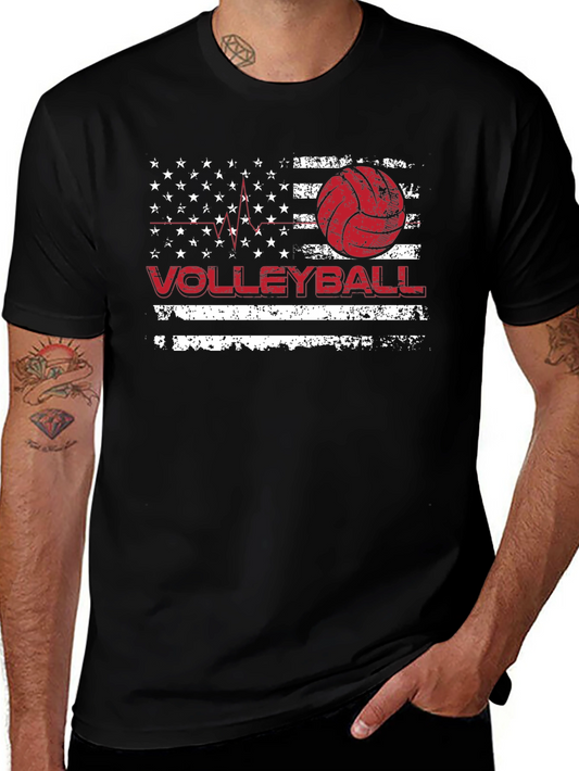 Volleyball American Flag Graphic T-Shirt
