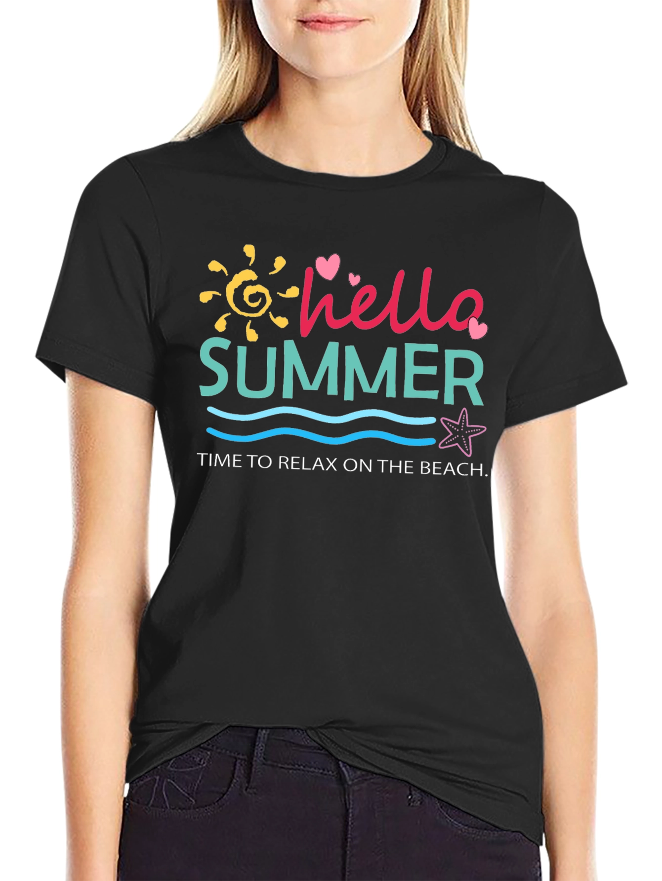 Hello Summer Graphic T-Shirt - Relax on the Beach