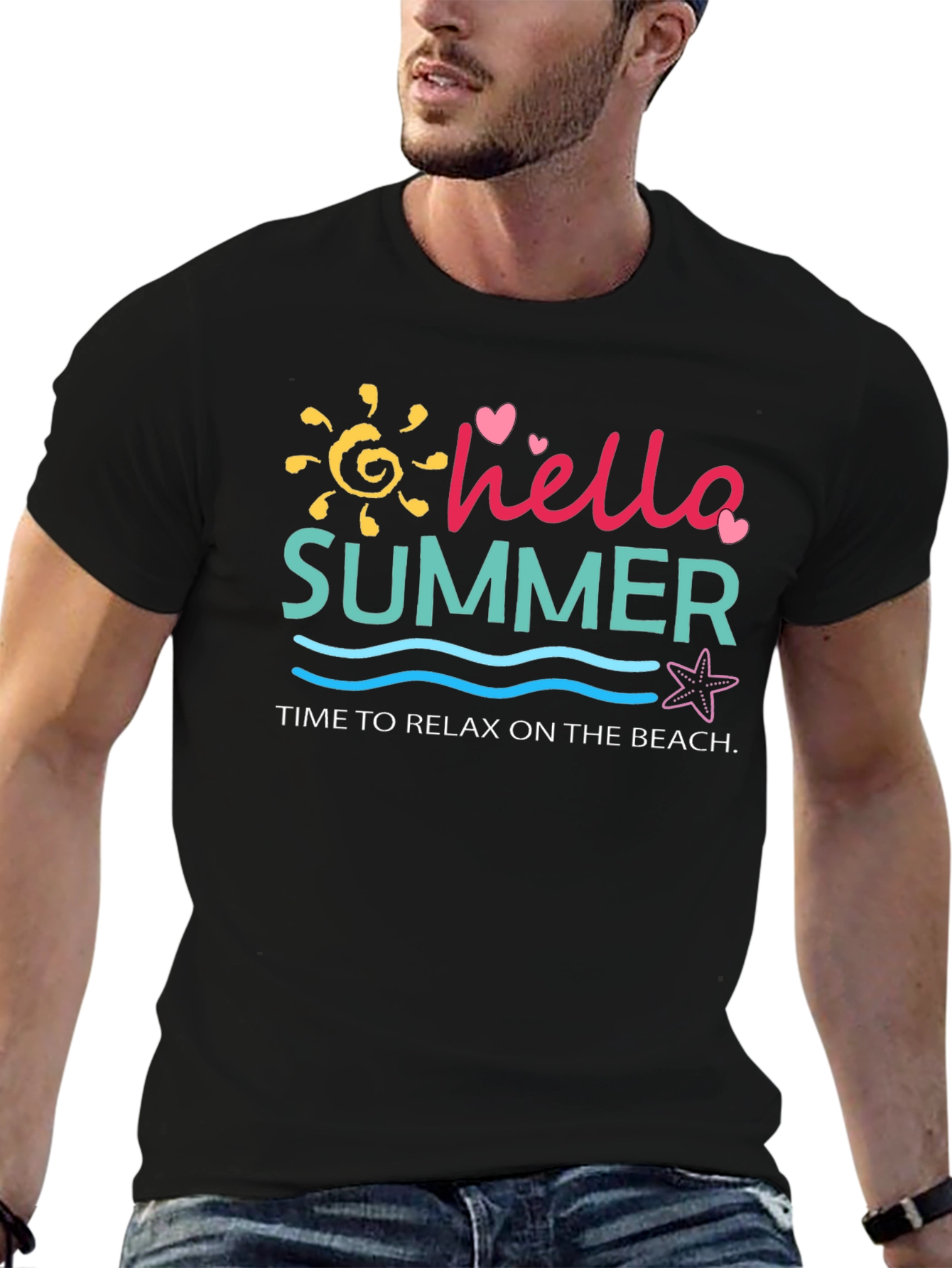 Hello Summer Graphic T-Shirt - Relax on the Beach