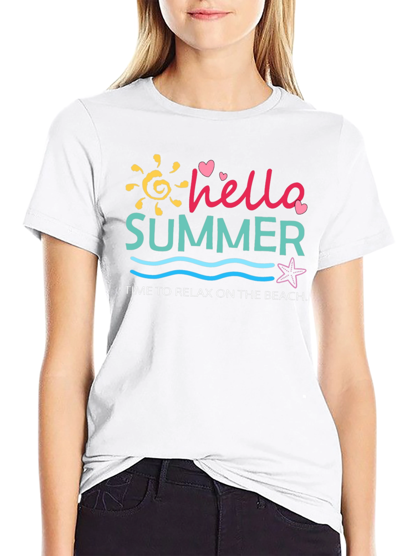 Hello Summer Graphic T-Shirt - Relax on the Beach