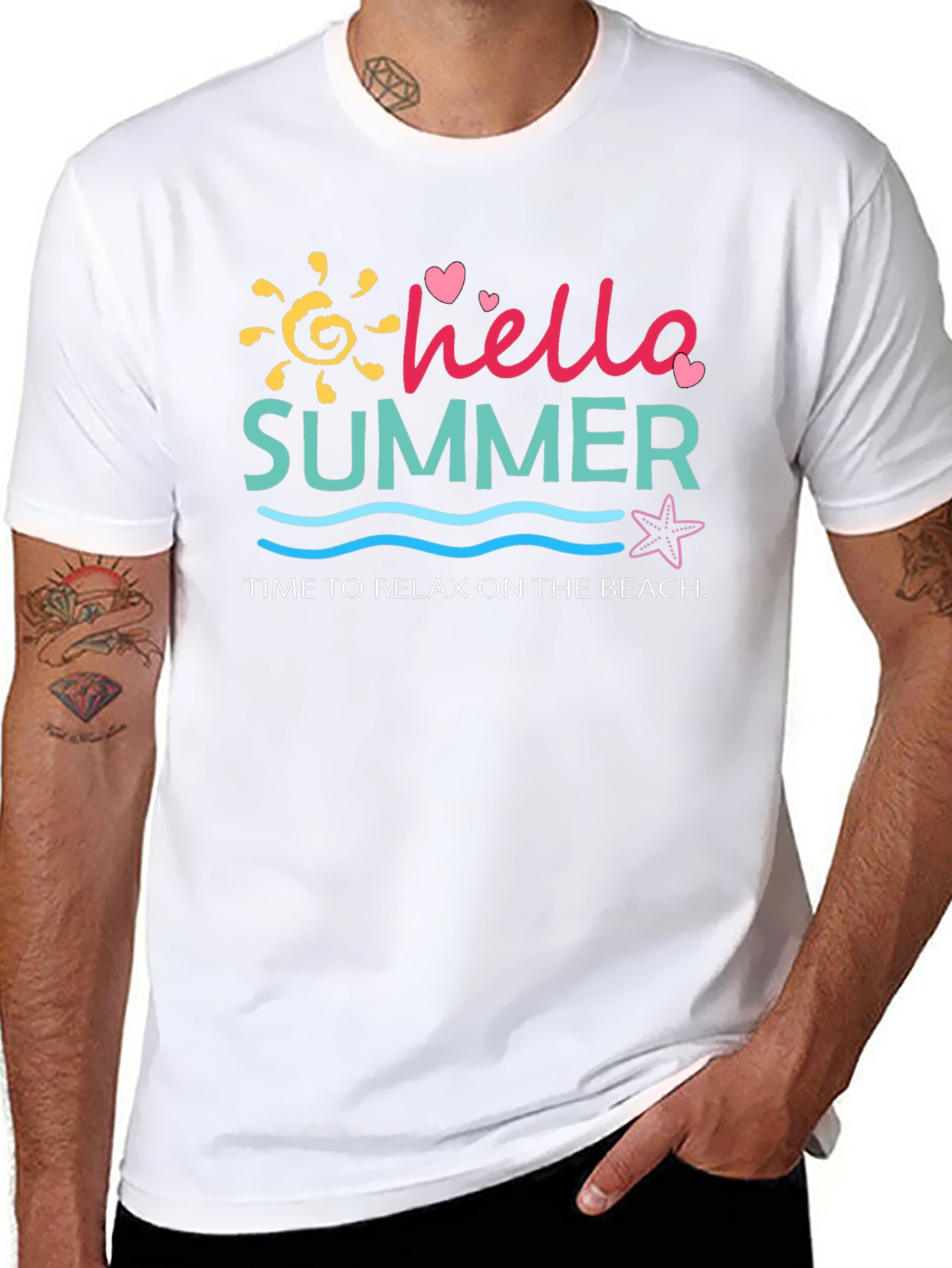 Hello Summer Graphic T-Shirt - Relax on the Beach