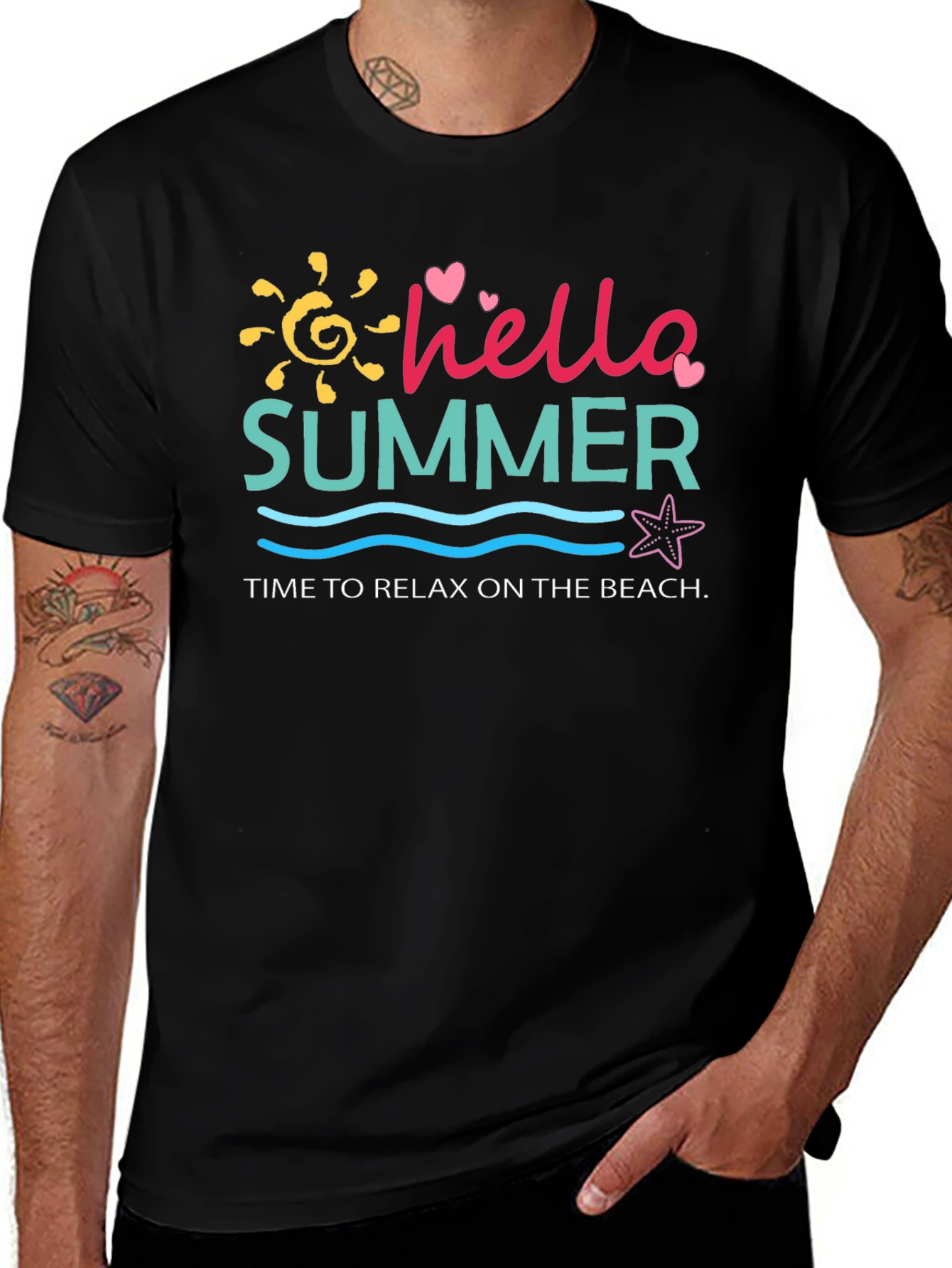 Hello Summer Graphic T-Shirt - Relax on the Beach