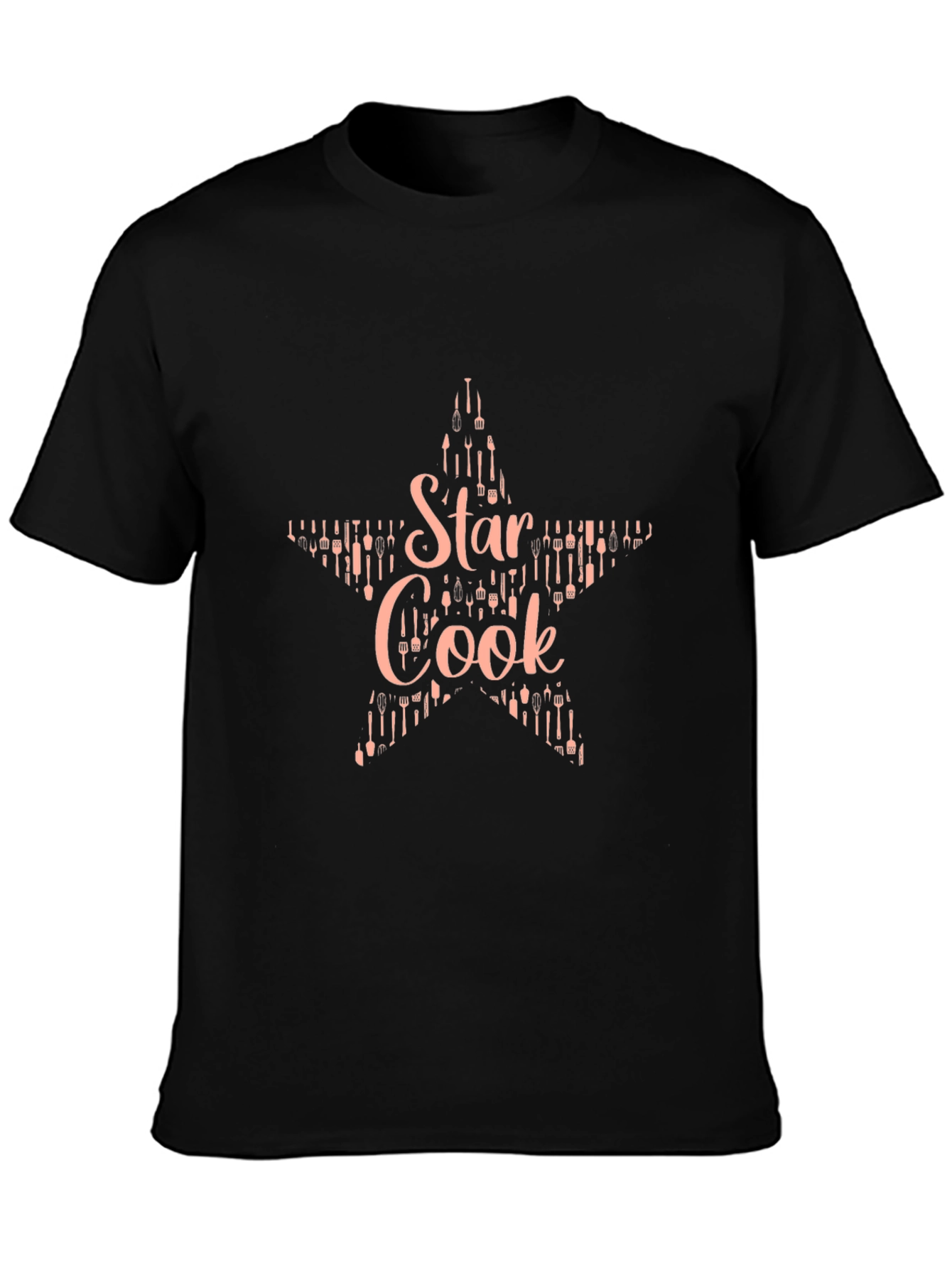 Star Cook Black T-Shirt - Culinary Master Chef Design