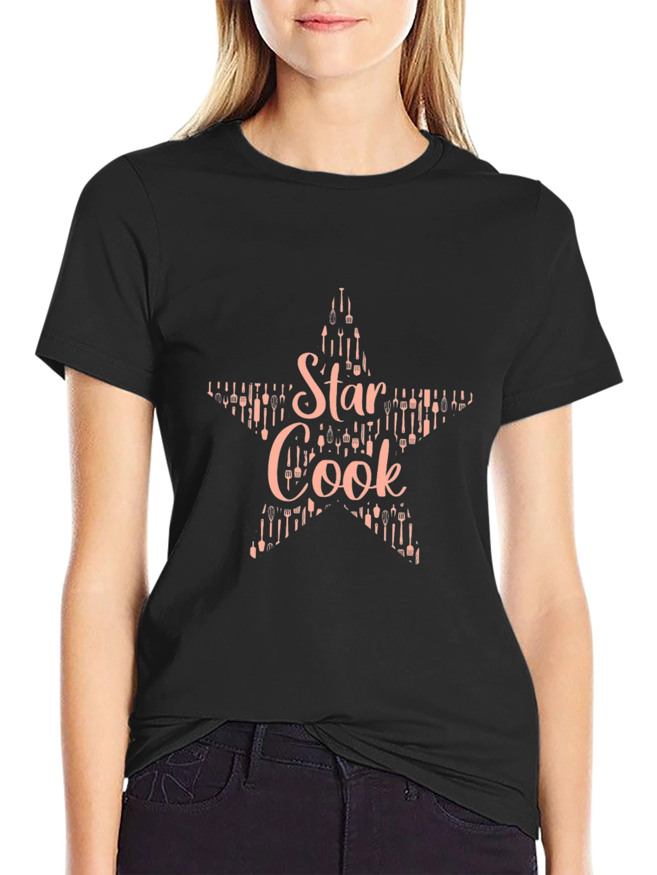Star Cook Black T-Shirt - Culinary Master Chef Design