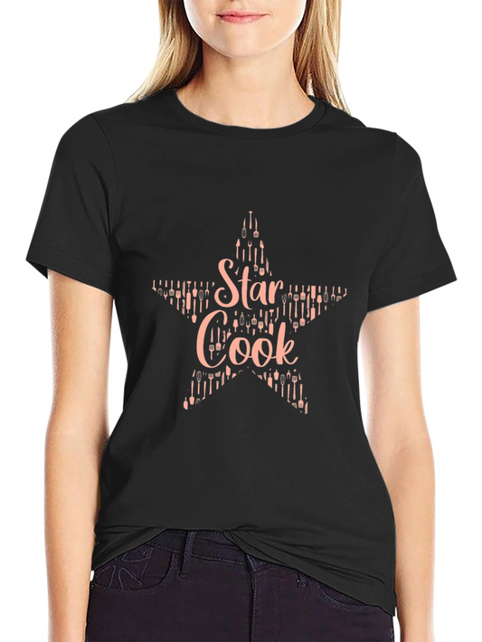 Star Cook Black T-Shirt - Culinary Master Chef Design