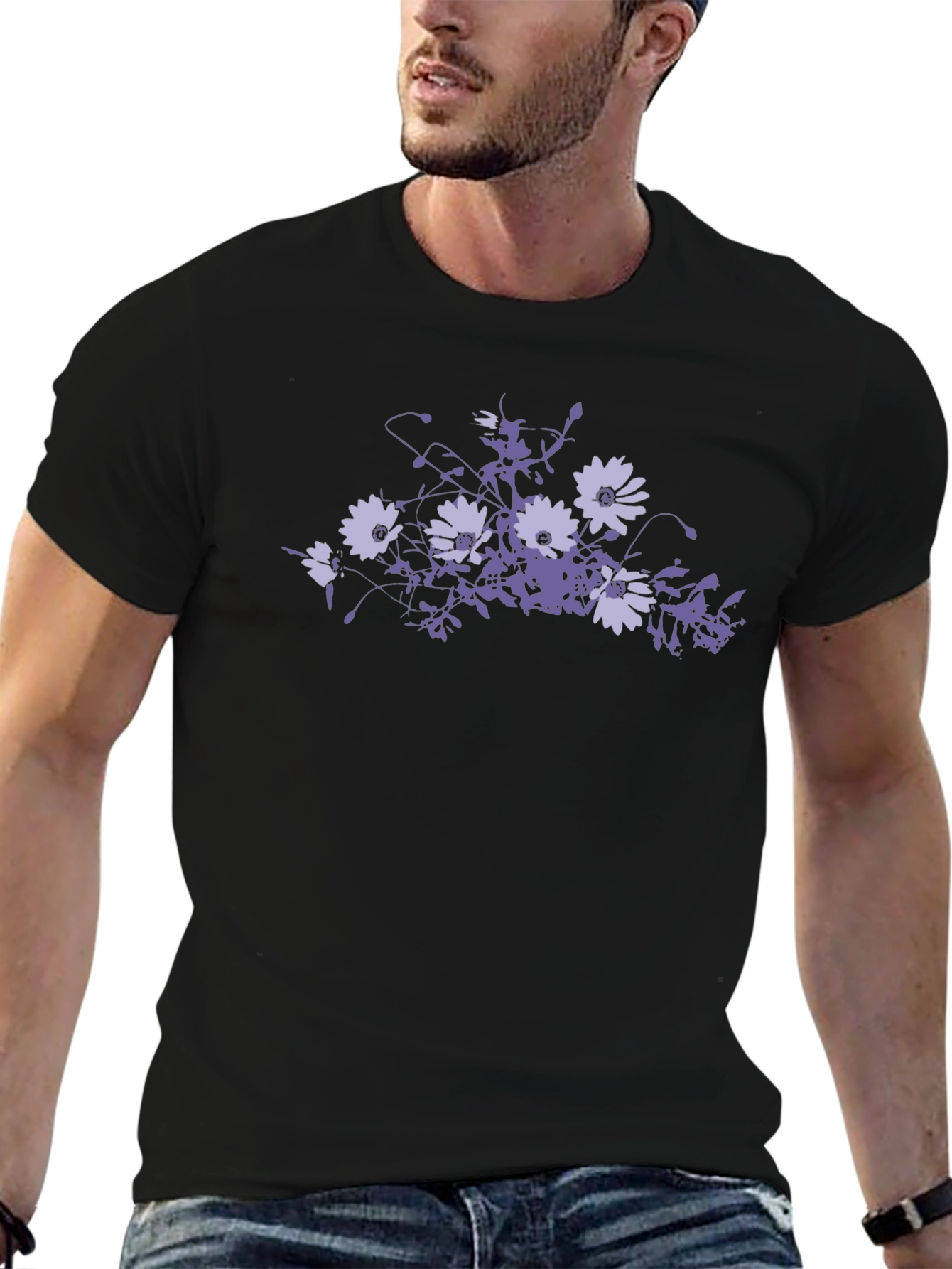 Floral Graphic Black T-Shirt