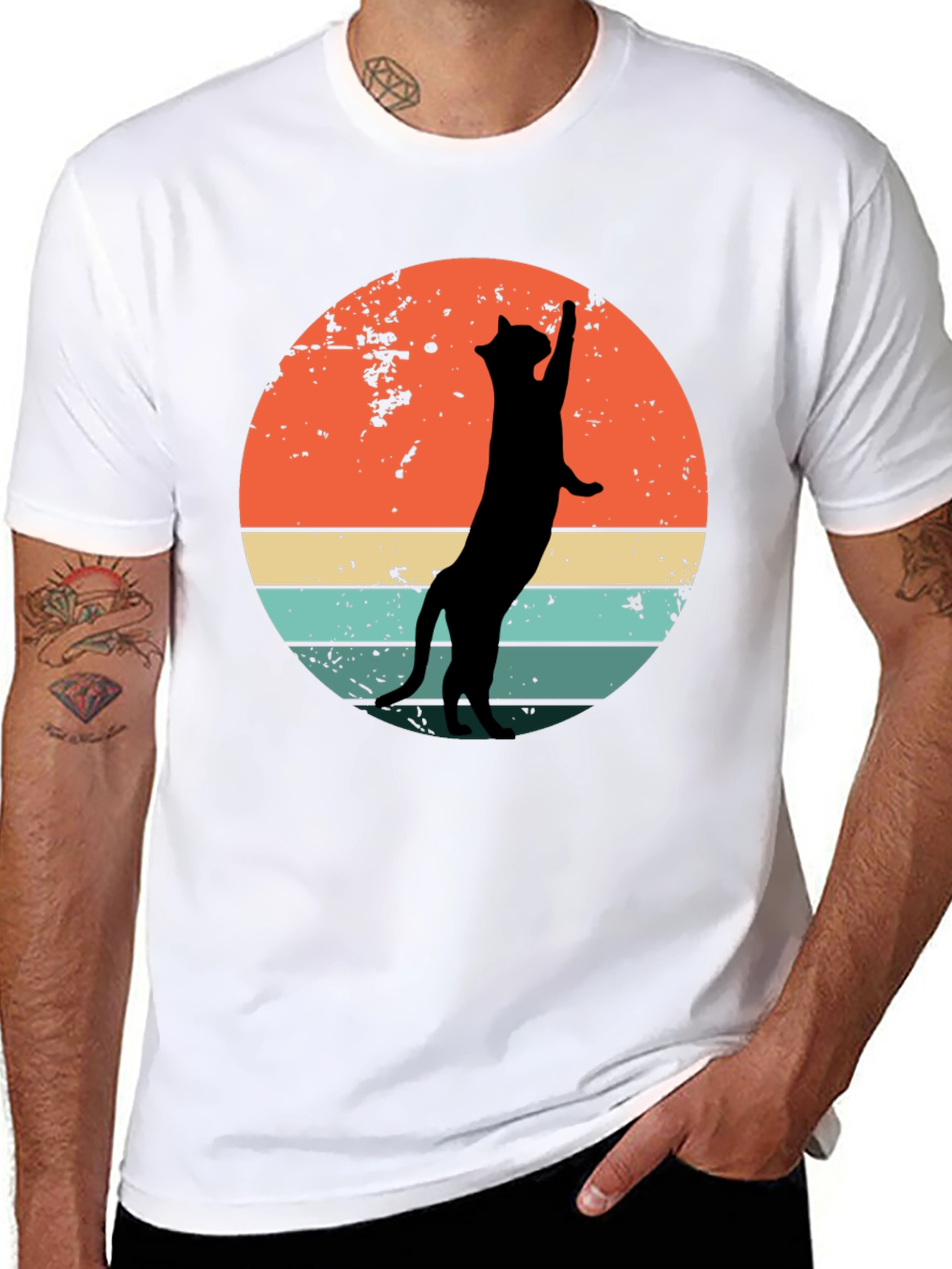 Retro Cat Silhouette Graphic Tee