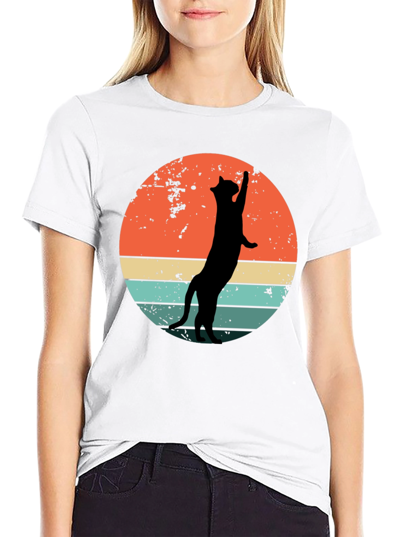 Retro Cat Silhouette Graphic Tee