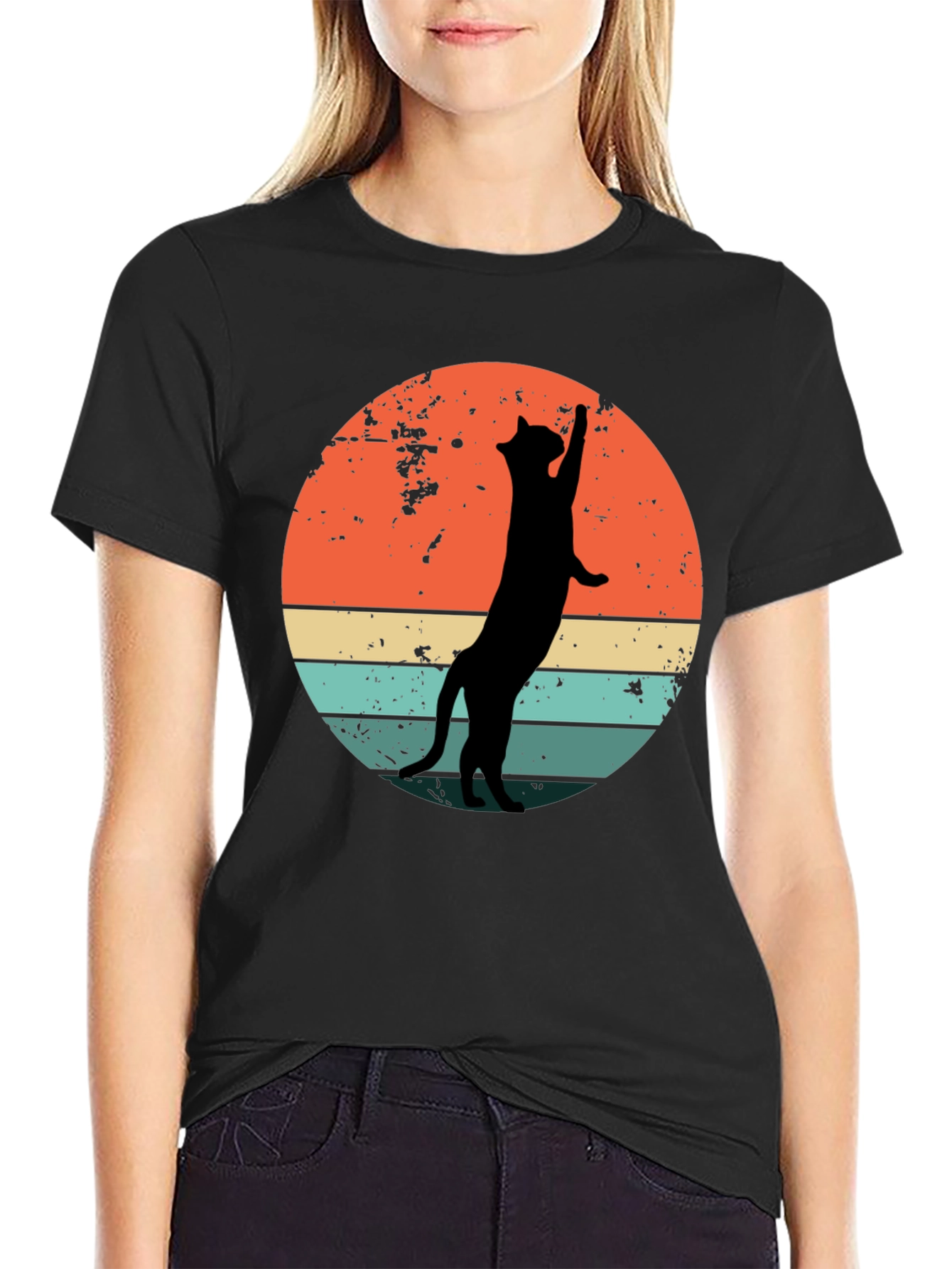 Retro Cat Silhouette Graphic Tee