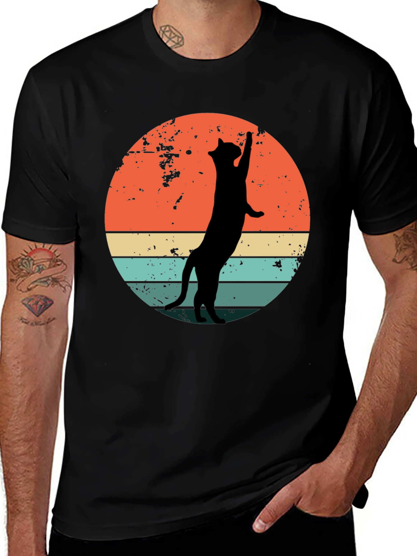 Retro Cat Silhouette Graphic Tee