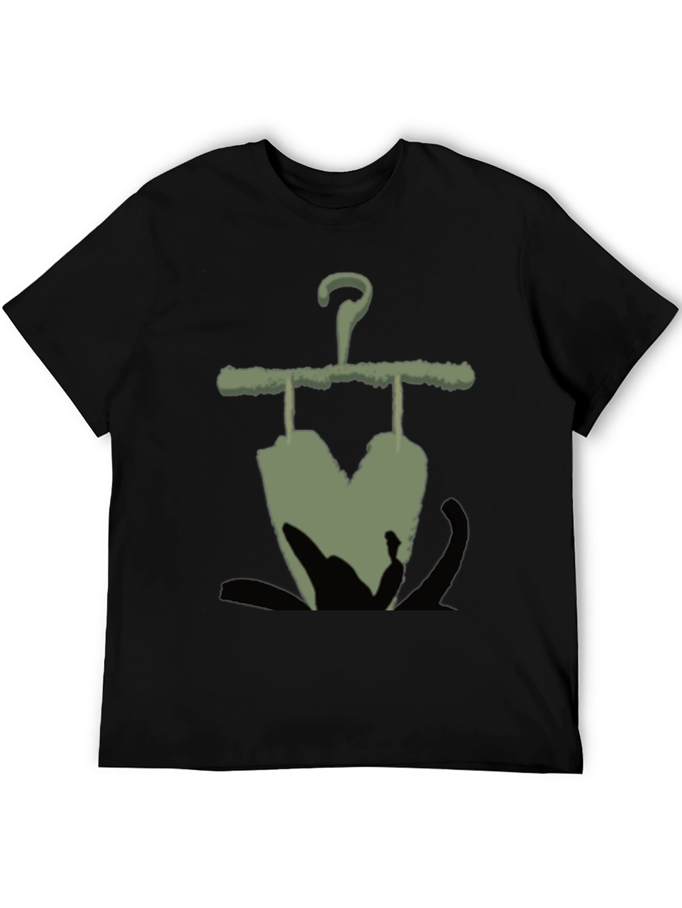 Mens Black T-Shirt with Unique Hanger Print