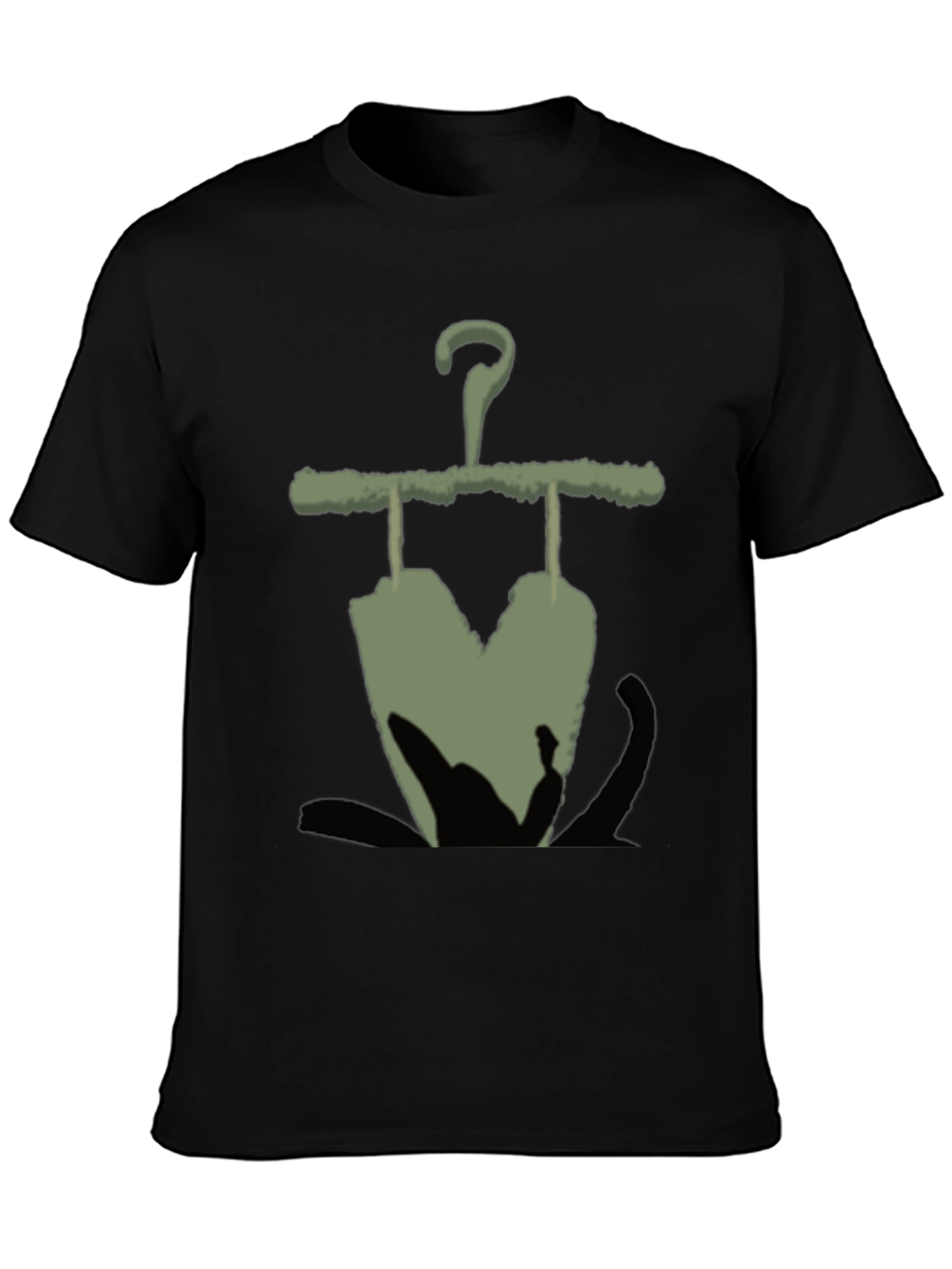 Mens Black T-Shirt with Unique Hanger Print