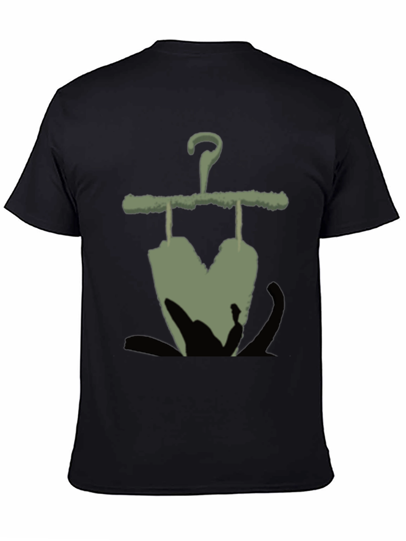 Mens Black T-Shirt with Unique Hanger Print